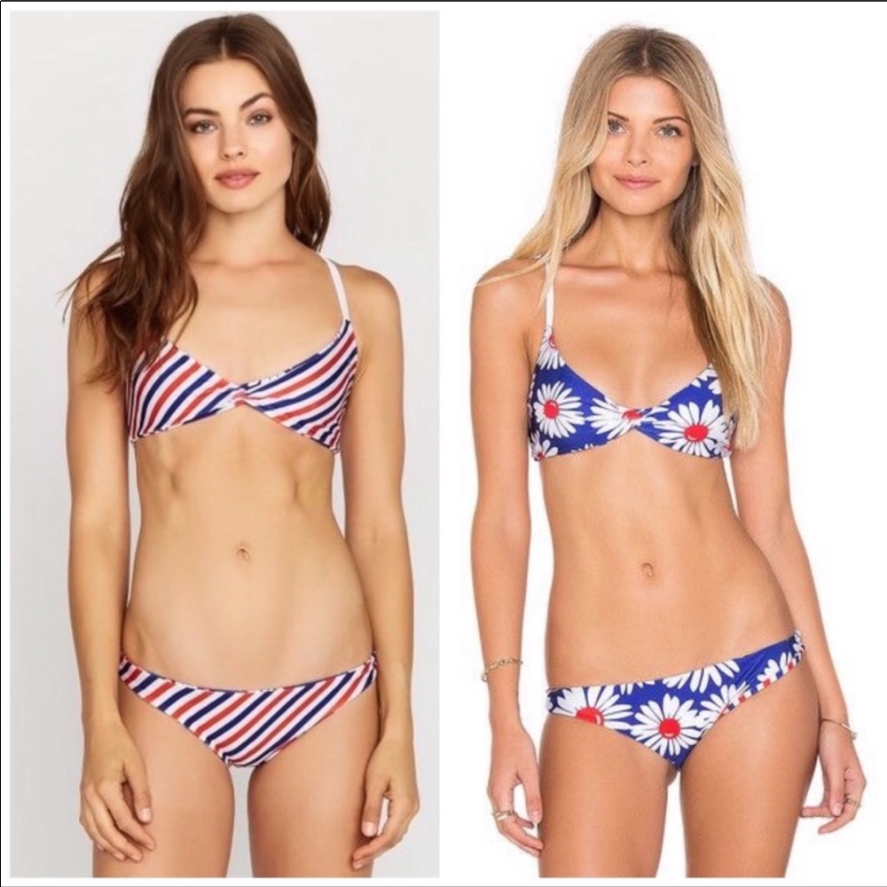 🎉Wildfox | Reversible Daisy & Stripe Bikini